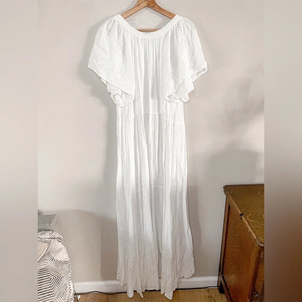 L*SPACE Panama Maxi Long Wrap Dress in White, Small - Picture 6 of 12